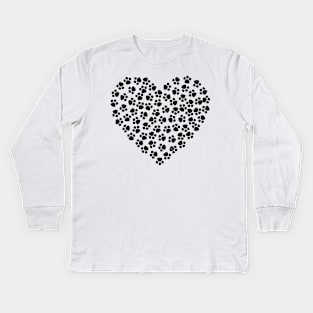 CAT PAWS HEART Black Cat Lovers Kids Long Sleeve T-Shirt